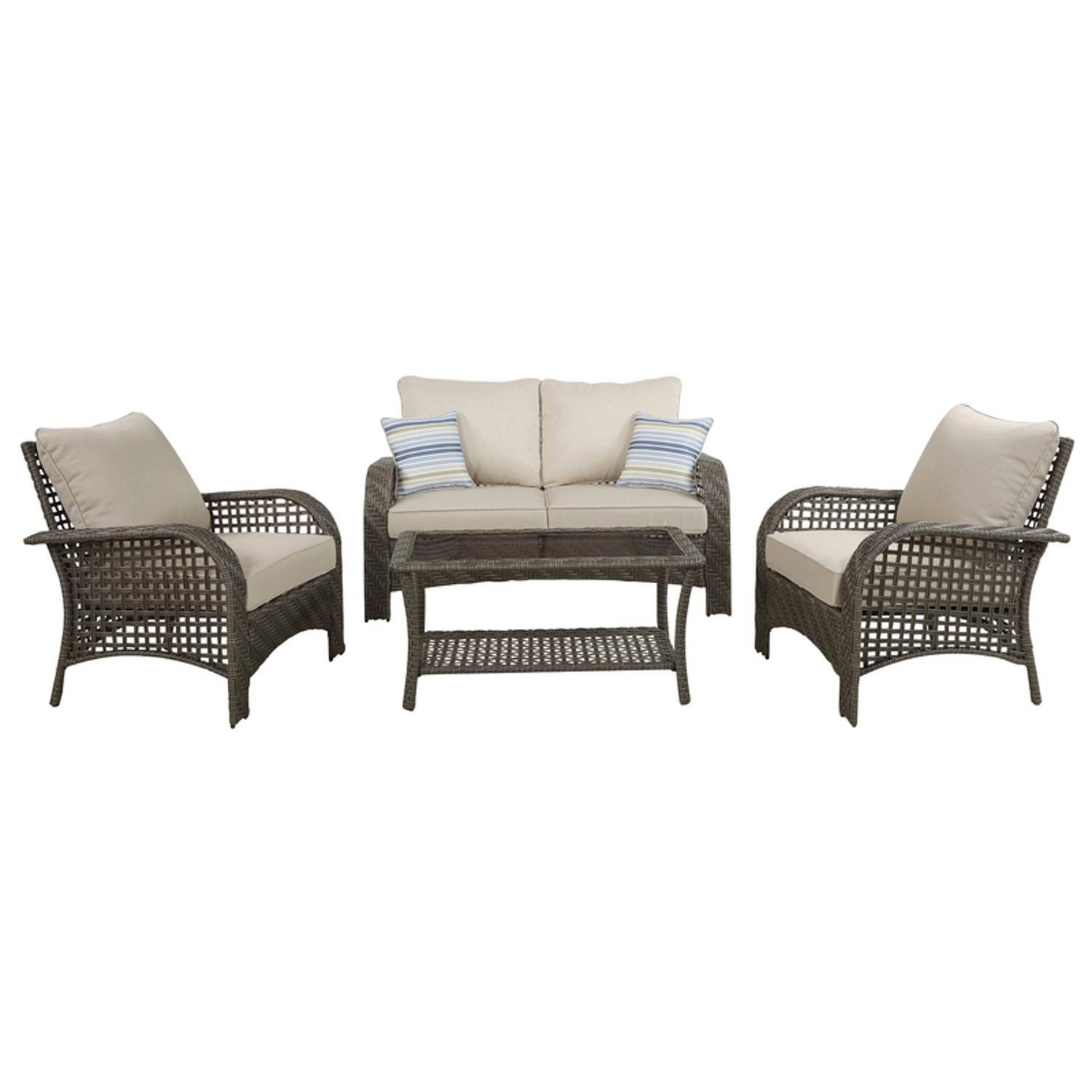 Living Accents Willow 4 pc Gray Steel Patio Set Beige