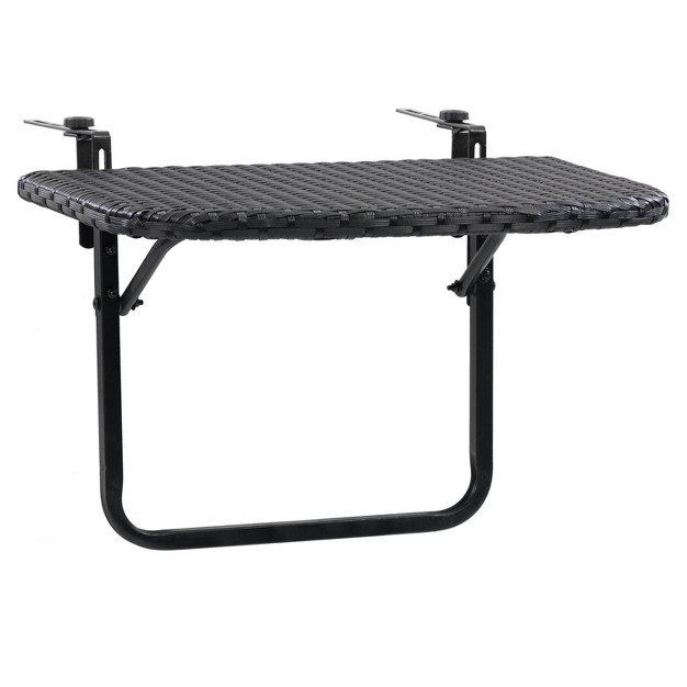 Parksville Rattan Foldable Balcony Table Black Corliving