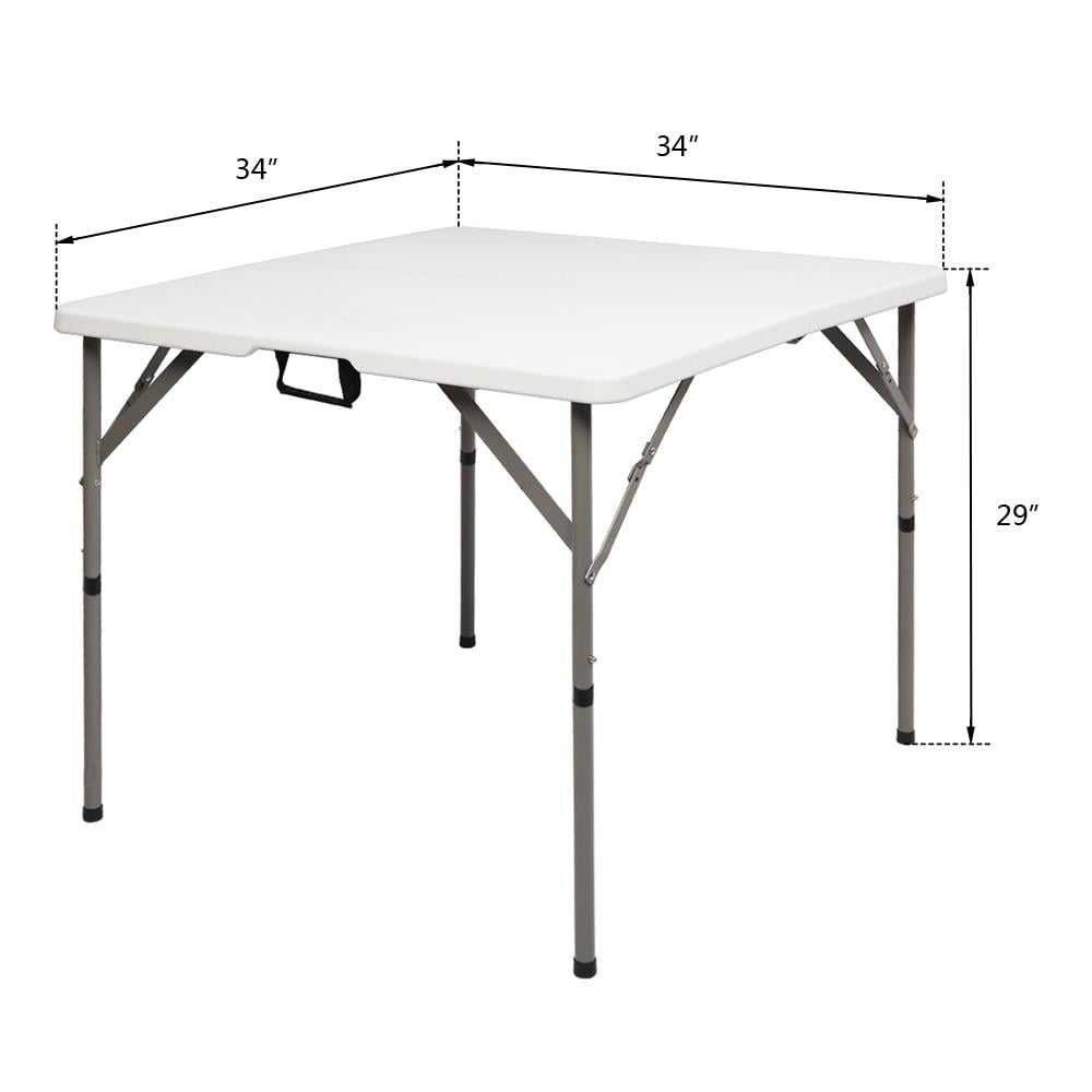 UBesGoo 6ft Square Granite White Plastic Folding Table， 34 in Square Picnic Table