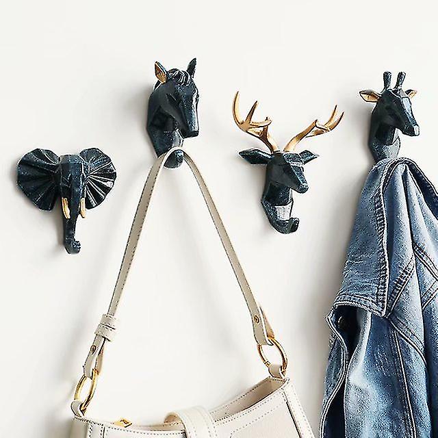 Perforated Wall Animal Key Coat Hook 4 Pieces Texture Blue)