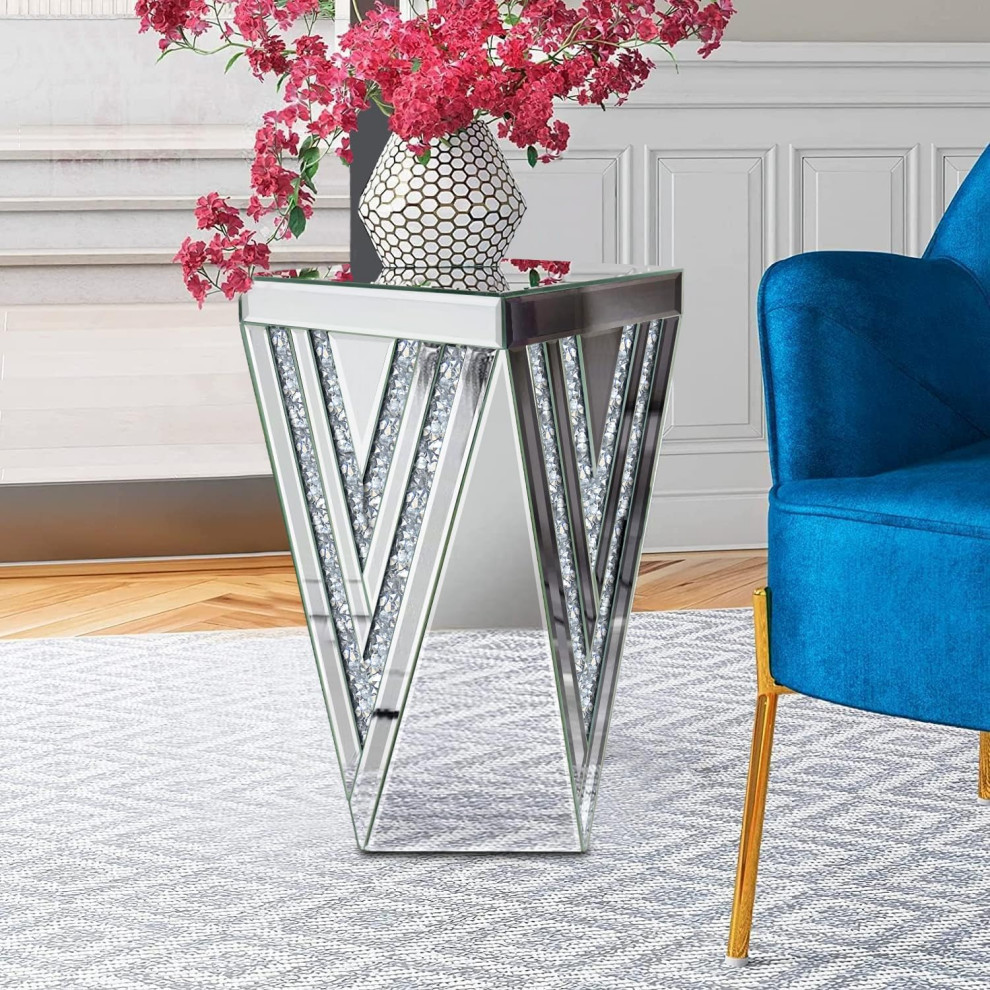 Contemporary End Table  Elegant Design With Square Glass Top  Silver/Clear   Contemporary   Side Tables And End Tables   by Decor Love  Houzz