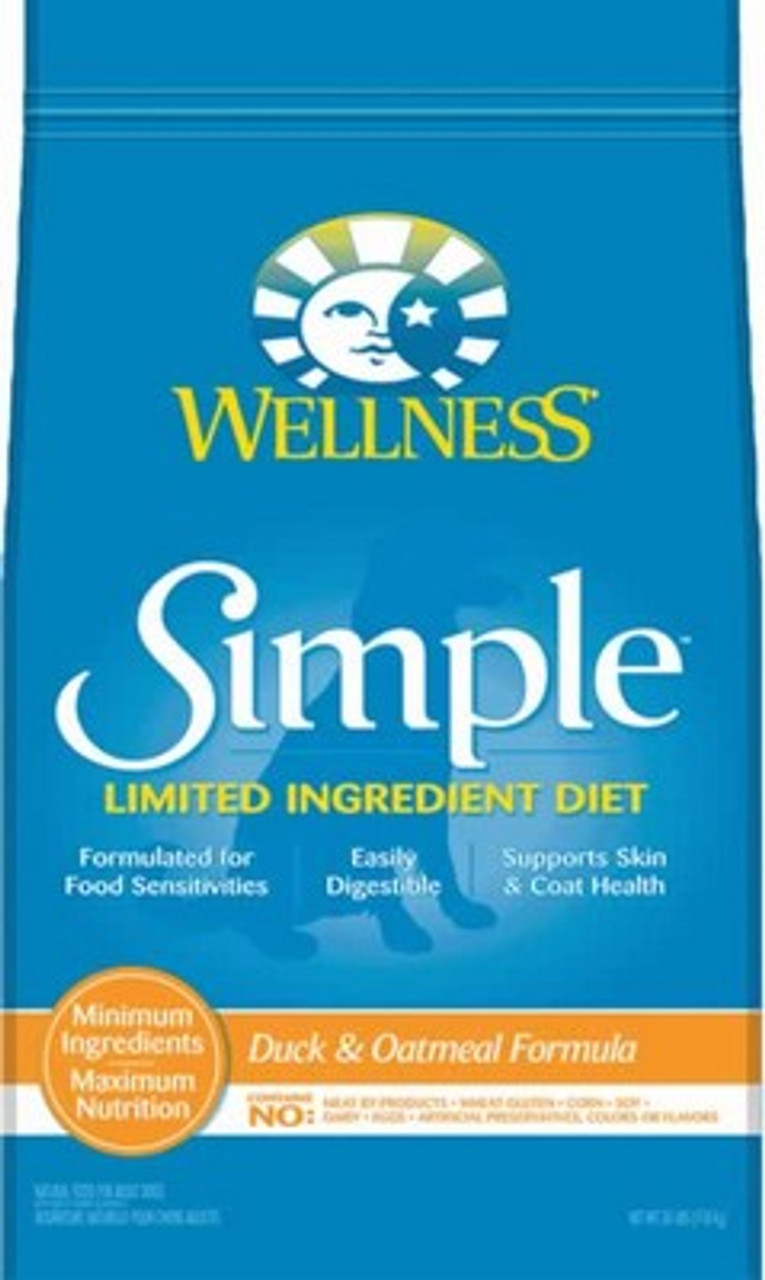 Wellness Simple Duck and Oatmeal Dog Food， 26 Lb.