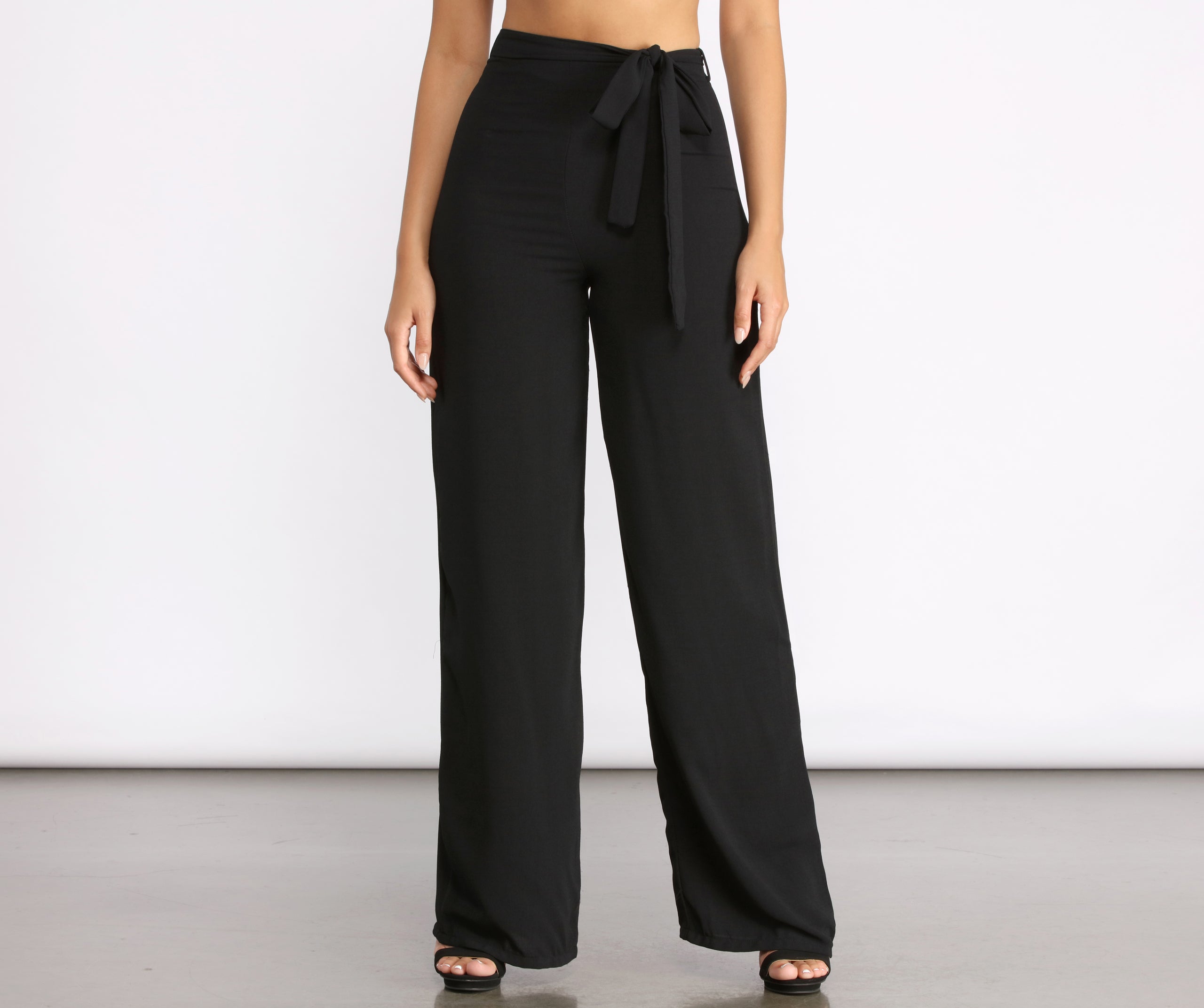 High Waist Tie Waist Linen Pants