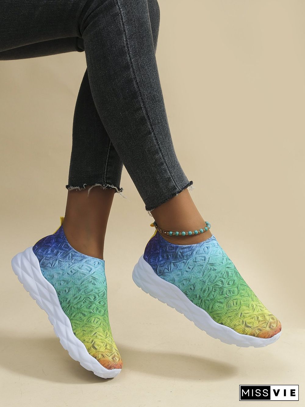 Rainbow Gradient Flyknit Sneakers