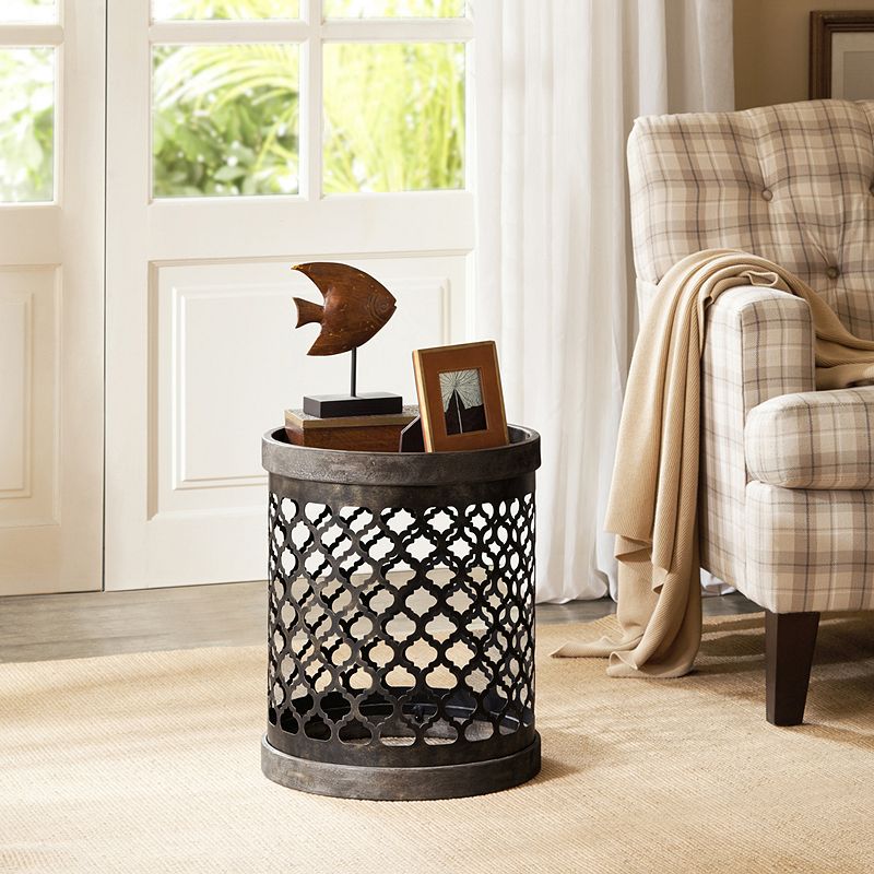 Madison Park Cirque Reclaimed Quatrefoil Metal End Table