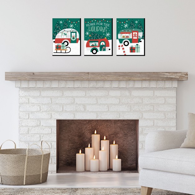 Big Dot Of Happiness Camper Christmas Red And Green Wall Art And Holiday Home Decor 7 5 X 10 Inches Set Of 3 Prints