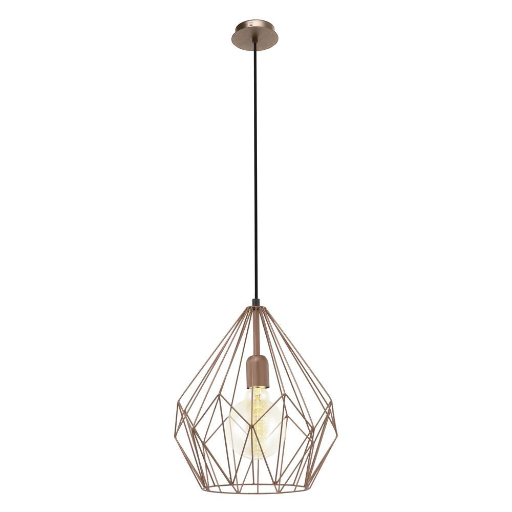 Eglo 49258 Vintage Copper Wired Cage Effect Contemporary 1 Lamp Pendant Light