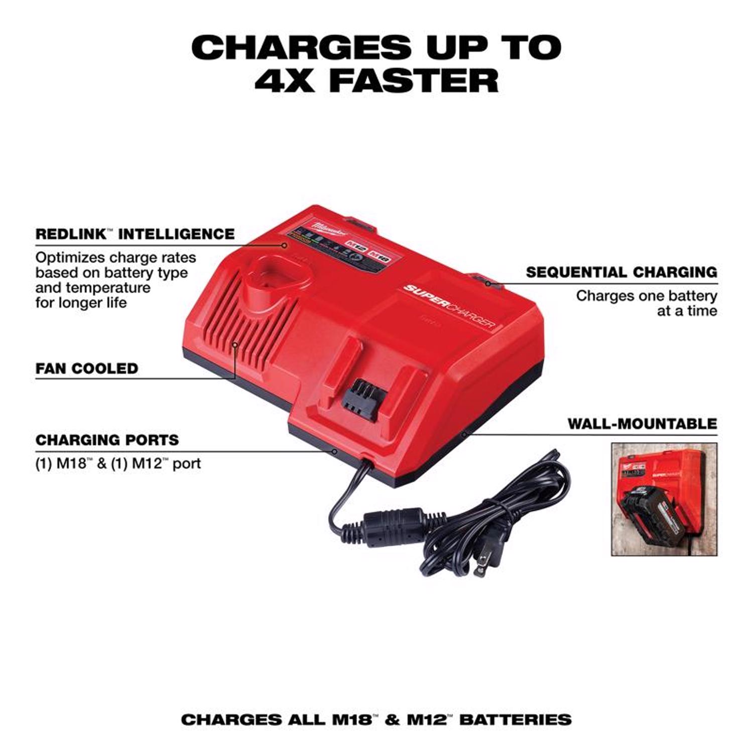 MW M18 REDLITHIUM HD12.0 18 V 12 Ah Lithium-Ion Starter Kit Battery and Charger 2 pc