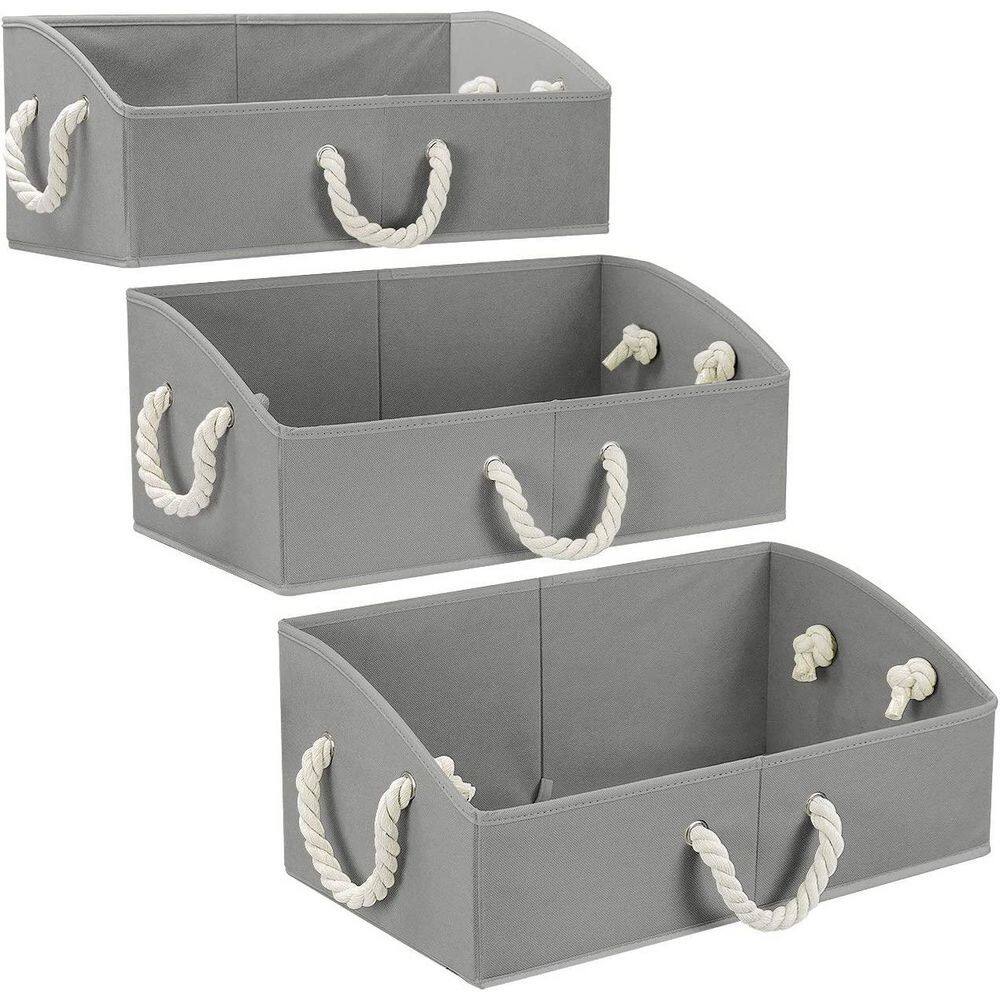 Sorbus 8.25 in. H x 11.50 in. W x 20 in. D Gray Trapezoid Fabric Cube Storage Bin with Carry Handles 3-Pack BSKTBIN-BI