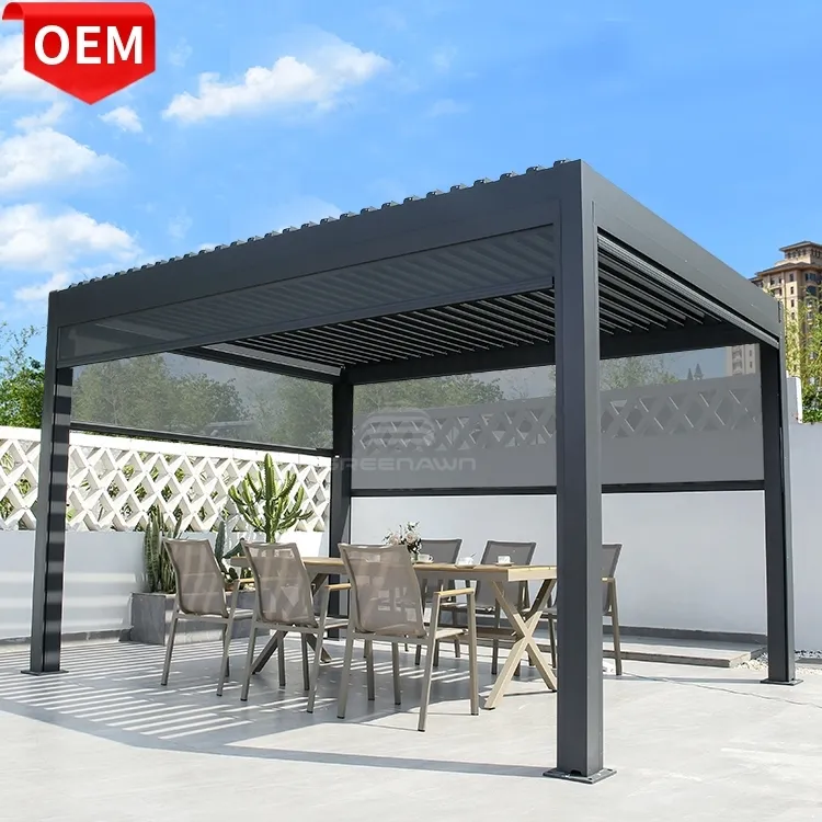 Factory Supplying Modern Motorized Operable Louver Roof Outdoor Adjustable Pergola