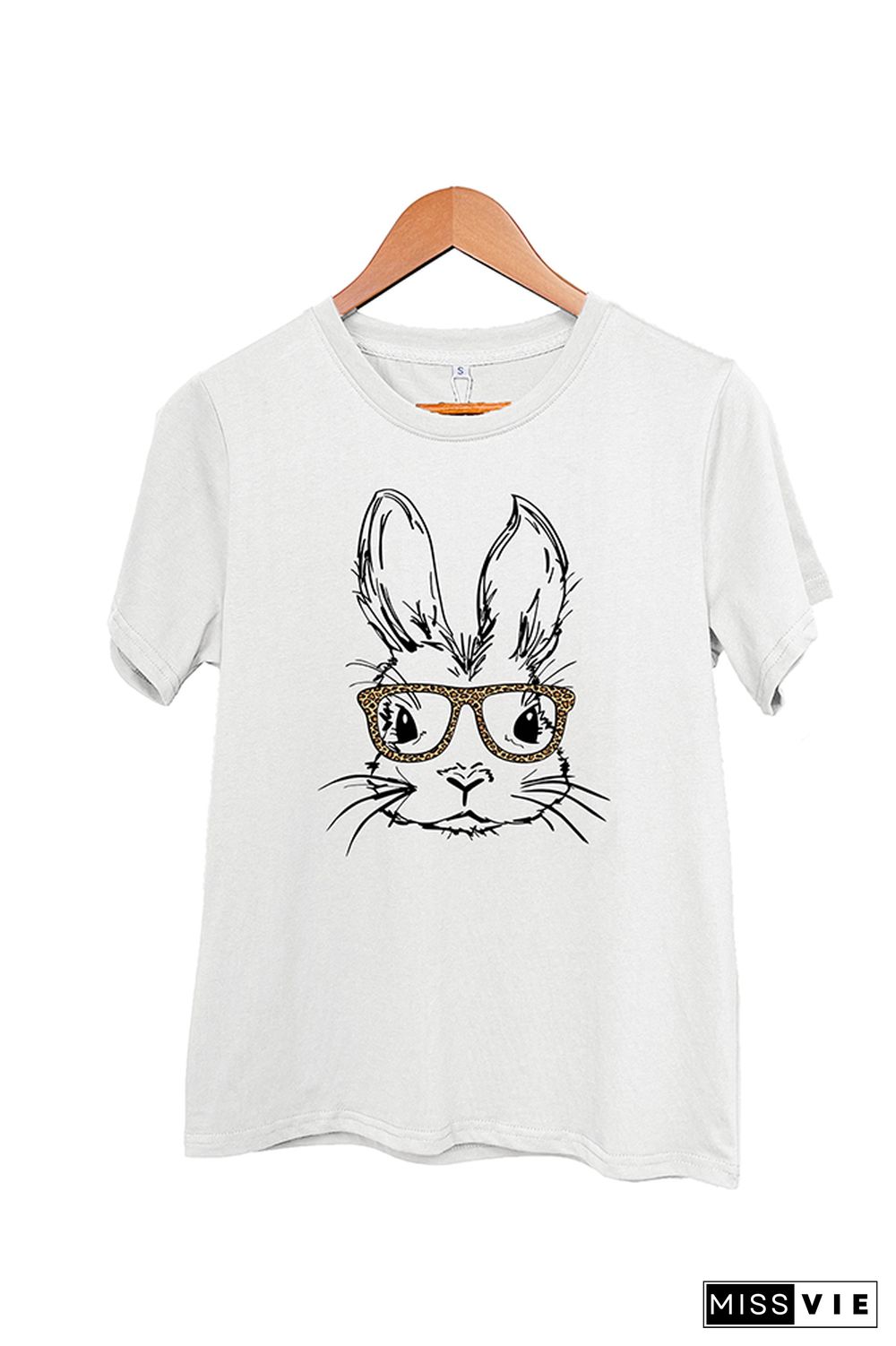 Easter Bunny With Glasses Short Sleeve Graphic Tee Wholesale