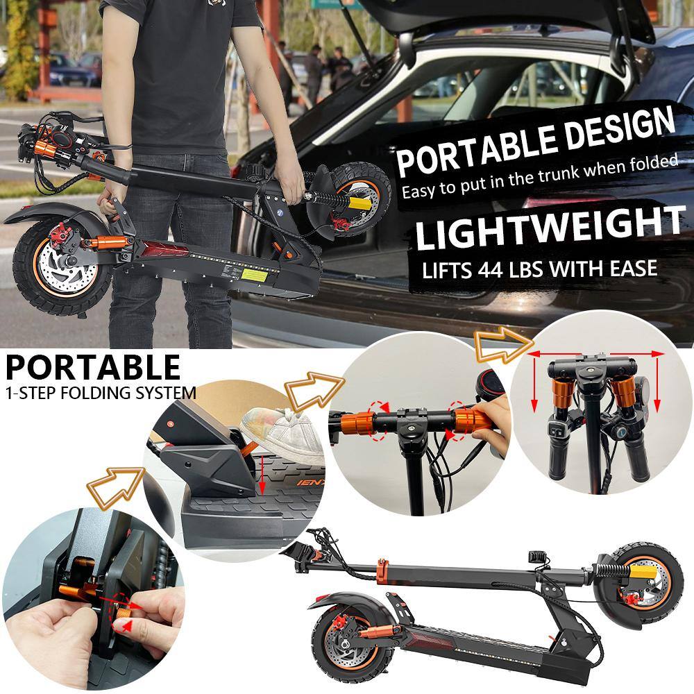 Wildaven Folding Adults Electric Scooter with 48V 800W Motor 10AH Lithium Battery Disc Brake and Shock Absorption IE-M4PROS-VN29