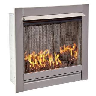 Duluth Forge Vent-Free Stainless Outdoor Gas Fireplace Insert With Copper Fire Glass Media - 24000 BTU 170371