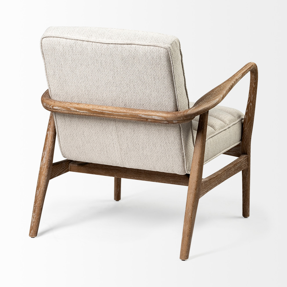 Ajax II Cream Fabric w/ Medium Brown Solid Wood Frame Accent Chair   Midcentury   Armchairs And Accent Chairs   by HedgeApple  Houzz