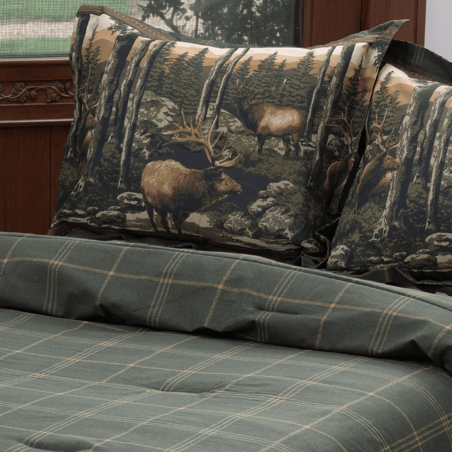 Blue Ridge Trading Rocky Mountain Elk 6 Piece Bed in a Bag Rustic Lodge Cabin Outdoor Themed Bedding Wildlife Bedding Sets Twin Size