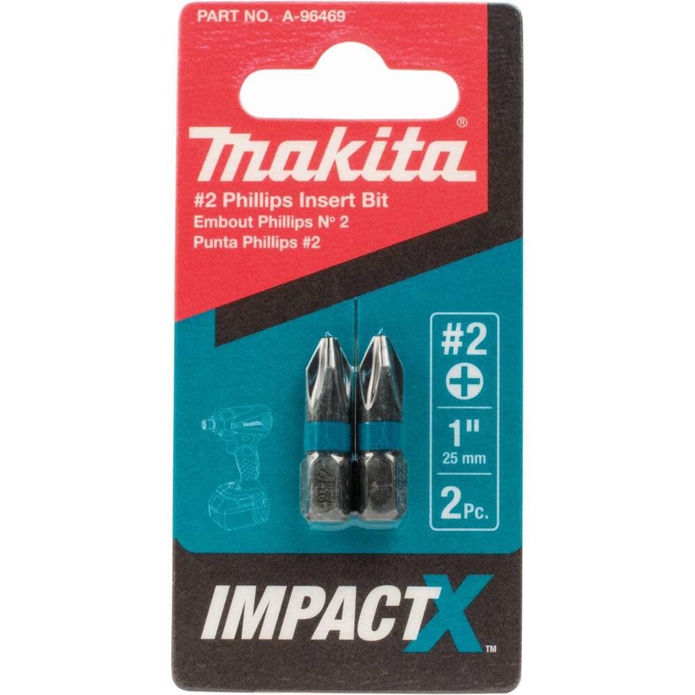 Makita Impact X #2 Phillips 1 Insert Bit 2/pkpk A-96469 from Makita