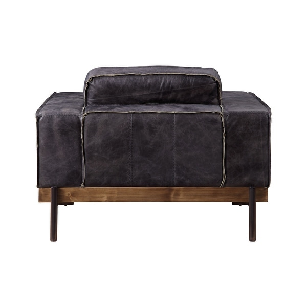 ACME Silchester Square Arm Tufted Accent Chair in Antique Ebony