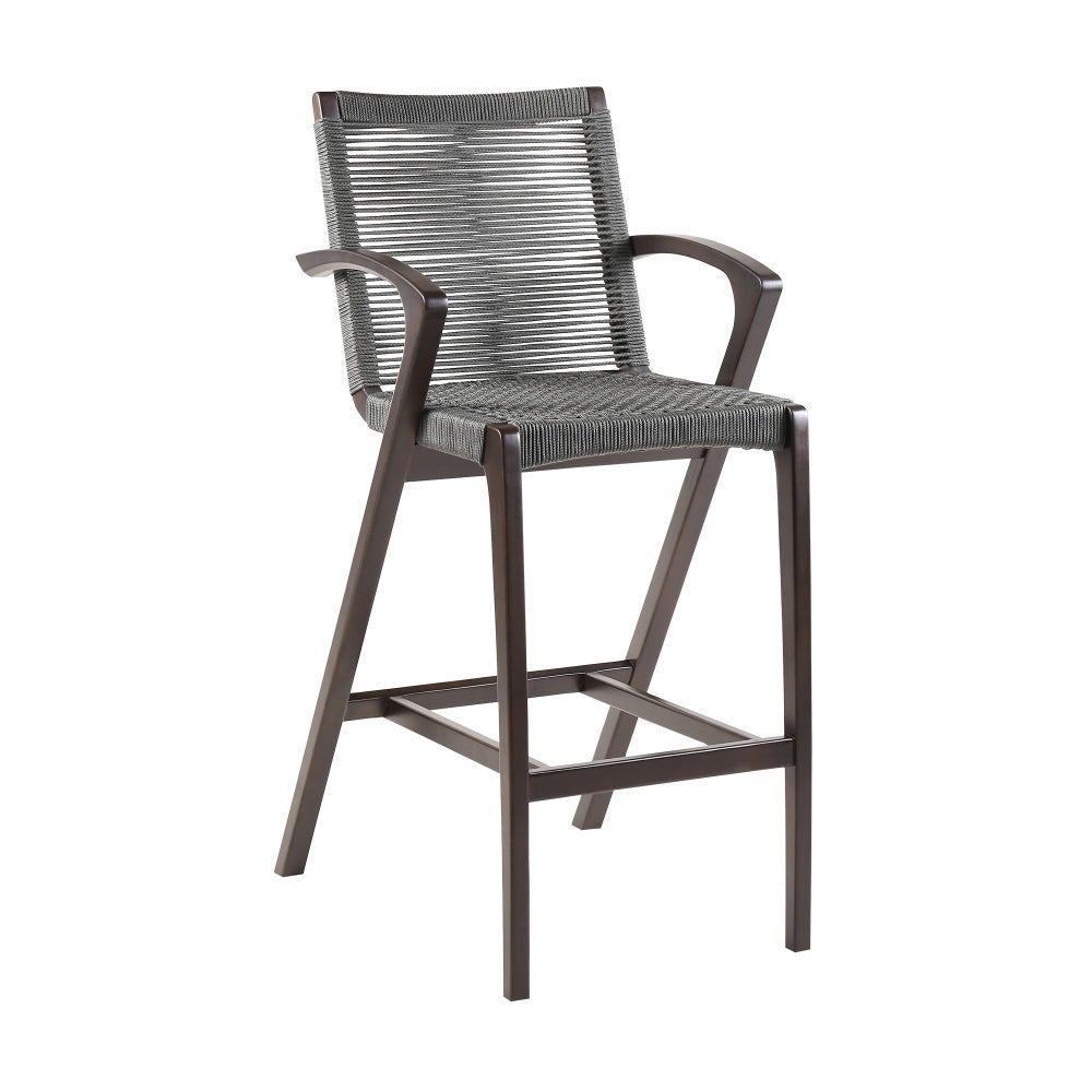 Ivan 30 Inch Barstool， Dark Brown Eucalyptus Wood Frame