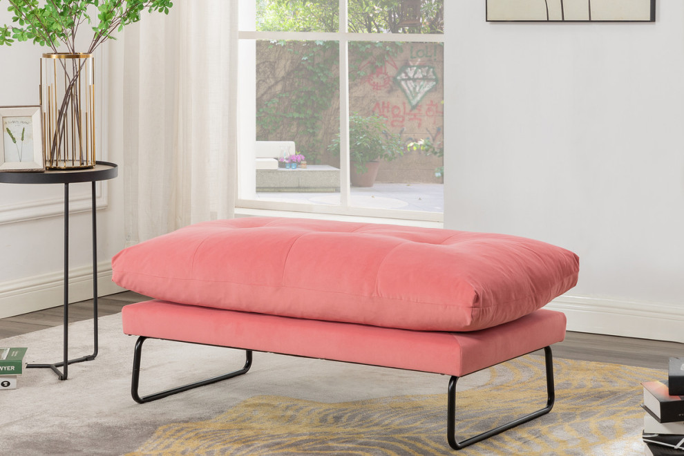 Karla Velvet Contemporary Loveseat and Ottoman   Contemporary   Loveseats   by Lilola Home  Houzz