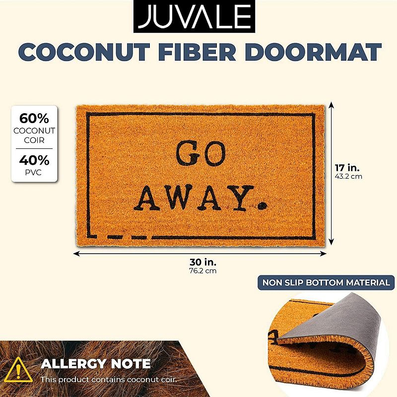 Go Away Doormat， Funny Front Door Welcome Mat for Porch or Patio， Natural Coco Coir (17 x 30 In)