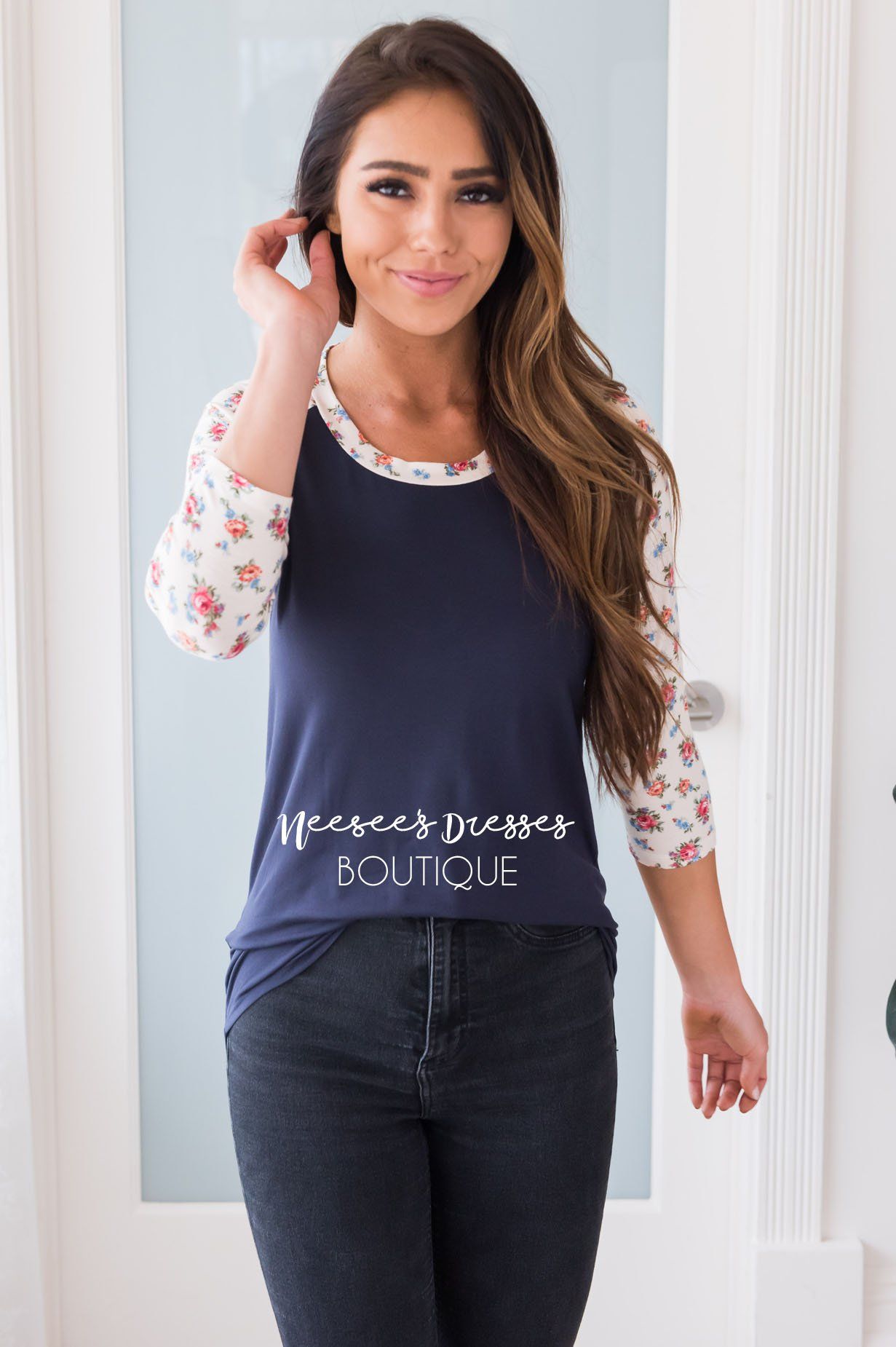 Floral Beauty Modest Baseball Tee