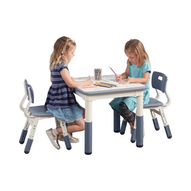 Onesstop Square Resin Dry erase Adjustable Activity Table With 2 Chairs 3 piece Set