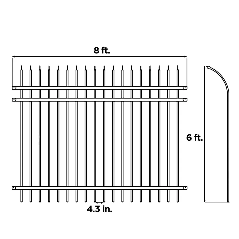 Factory supply bent top metal steel fence panel ornamental fence