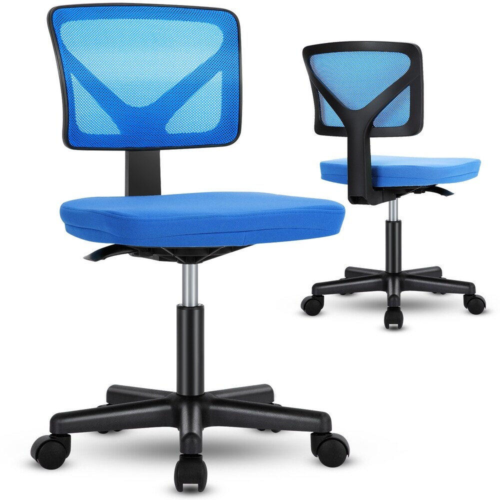 Armless Desk Chair Small Home Office Chair with Lumbar Support