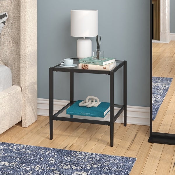 Hera 20'' Wide Square Side Table with Clear Shelf