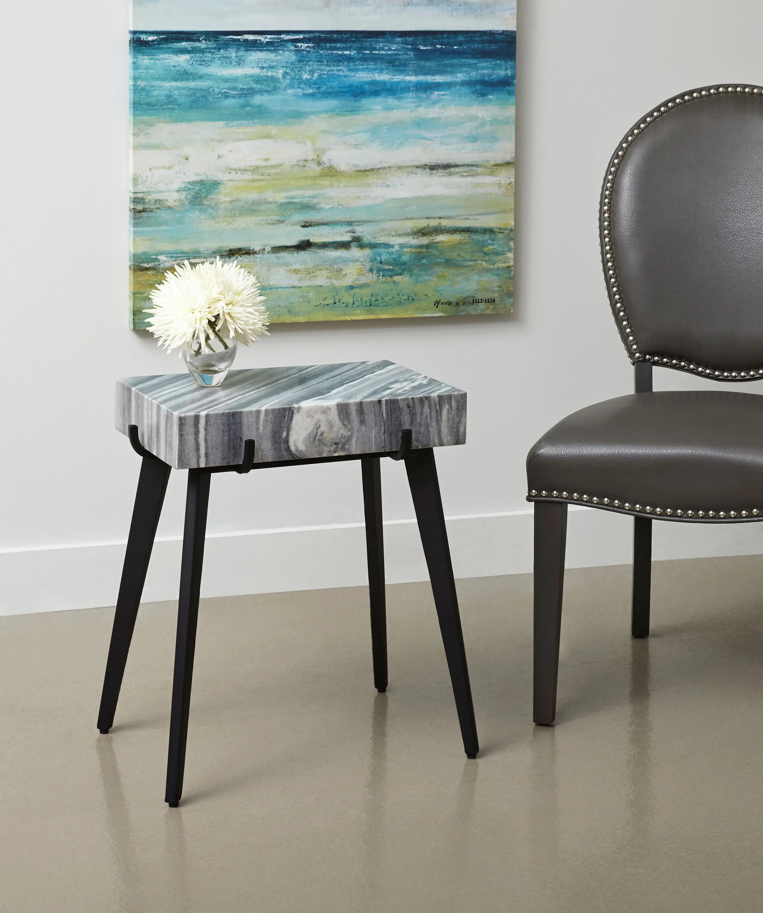 Landon Gray Marble Accent Table