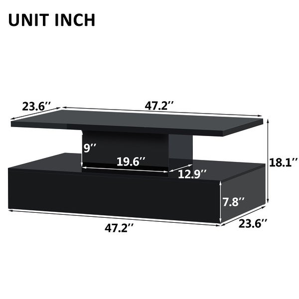 Modern Industrial Design Coffee Table with LED Lighting