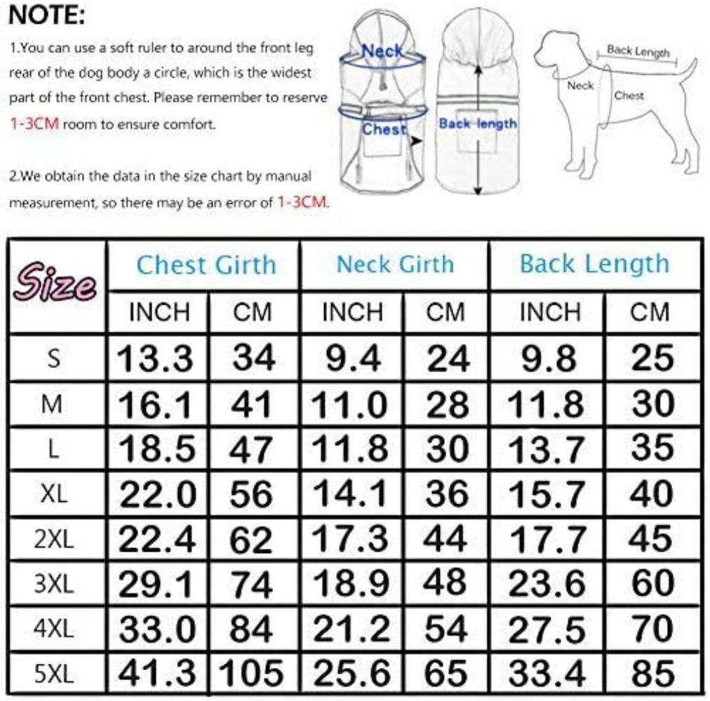 Cismea Dog Raincoats，Waterproof Windproof，Rain Jacket with Hood