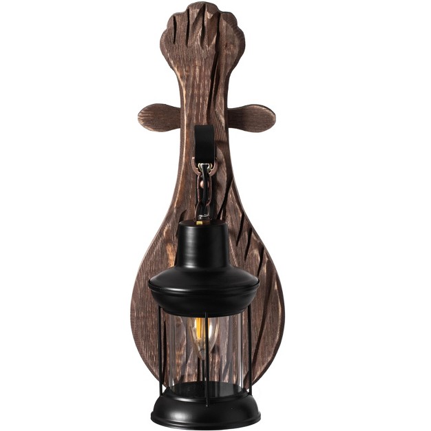 Quickway Imports Unique Vintage Wooden Wall Sconce Industrial Style Lighting Rustic Wall Lighting Unique Shape Vintage Light Fixture Wooden Wall Light Retro Style Fixture