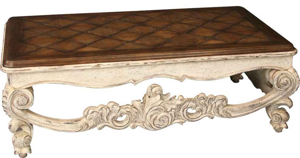 Baroque Louis XV Cocktail/Coffee Table  Oak Parquet  Ornately Carved   French Country   Coffee Tables   by EuroLuxHome  Houzz