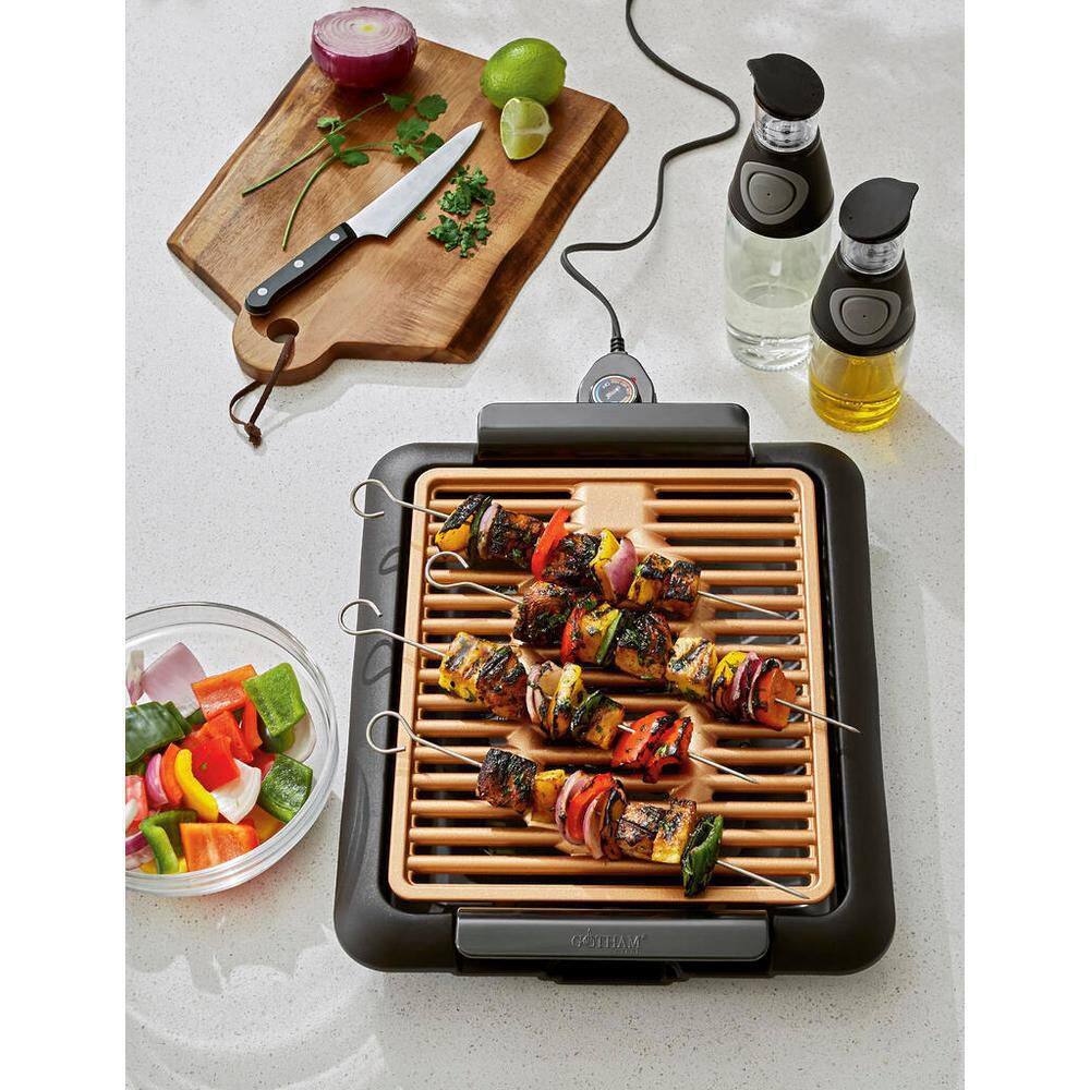 Gotham Steel 224 sq. in. Black Copper Non-Stick Ti-Ceramic Electric Smoke-less Indoor Grill 1618