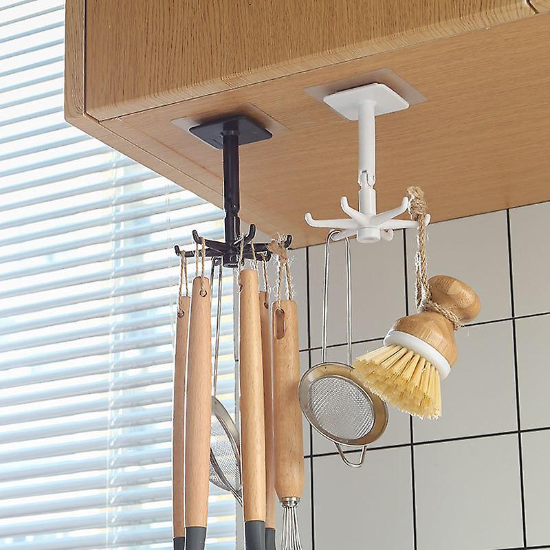 Hole-free Rotating Hook Multifunctional Spoon Spatula Storage Rack Wall-mounted Kitchen Utensil Rack Kitchen Rack