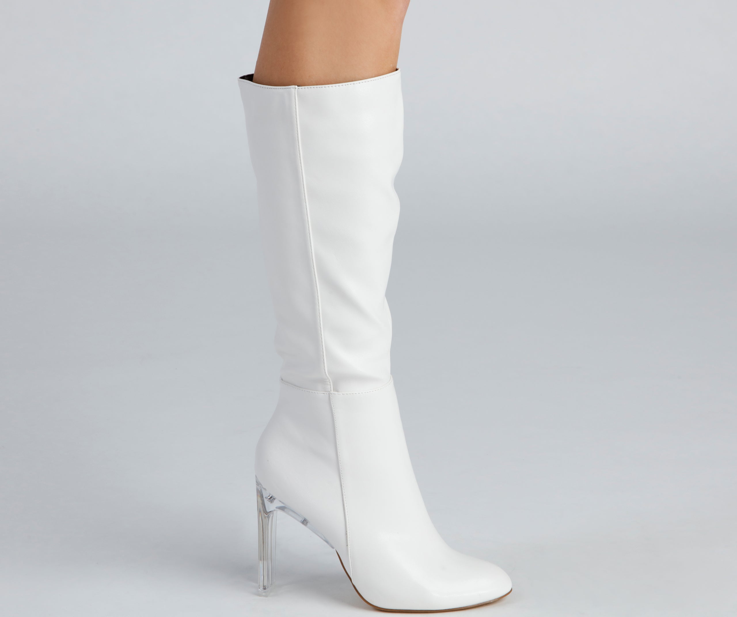 Clearly Chic Lucite Heel Boots