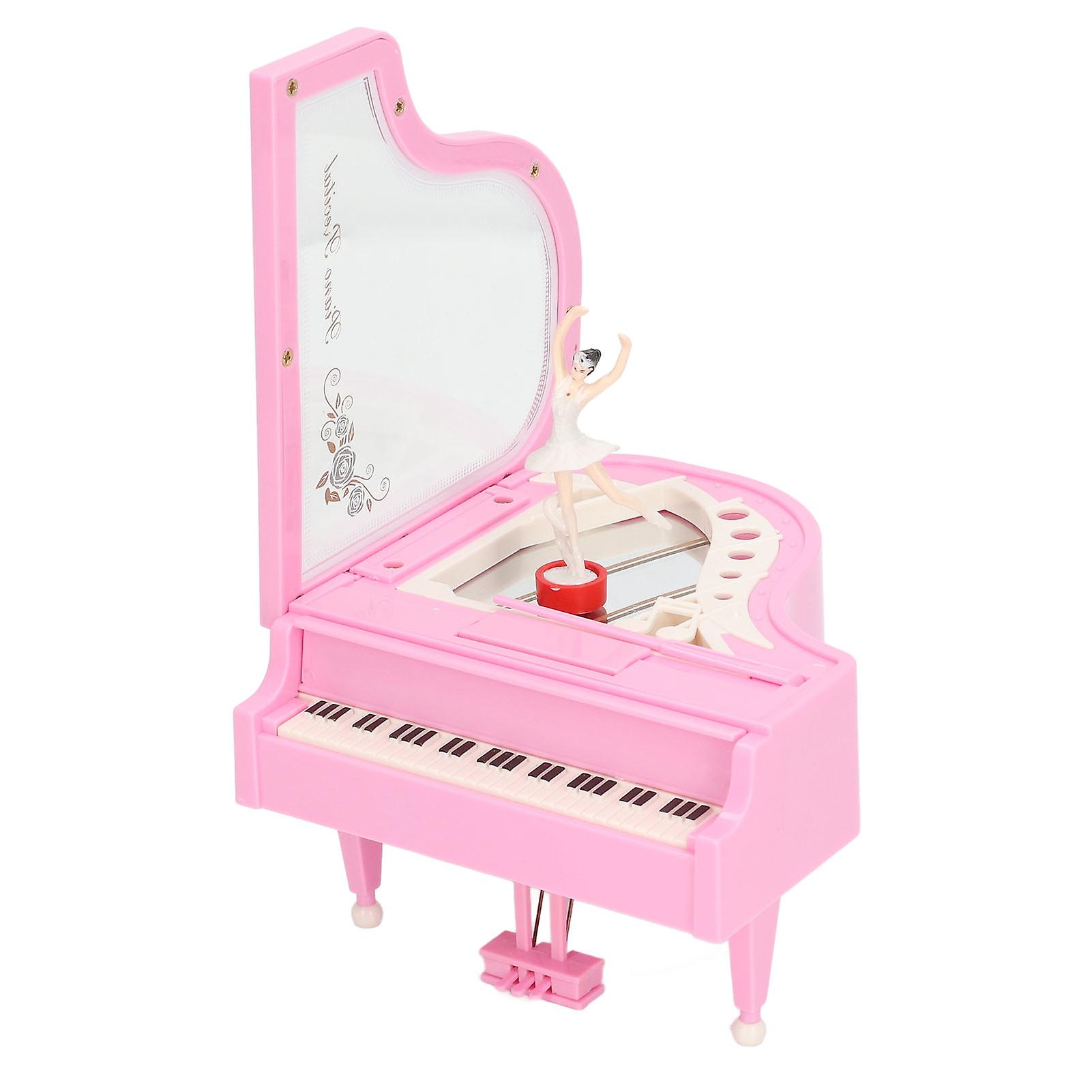 Pink Piano Music Box Small Ballerina Girl Dancing Emulational Pianoforte Music Box Birthday Gift for Girl