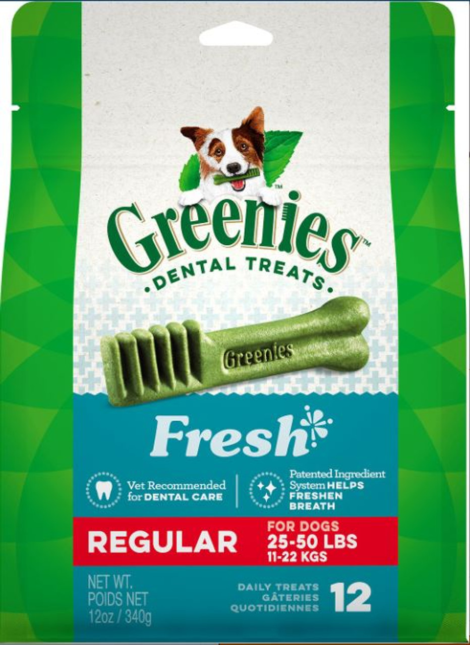 Greenies Fresh Mint Regular Dental Dog Treats 12 Count Pack