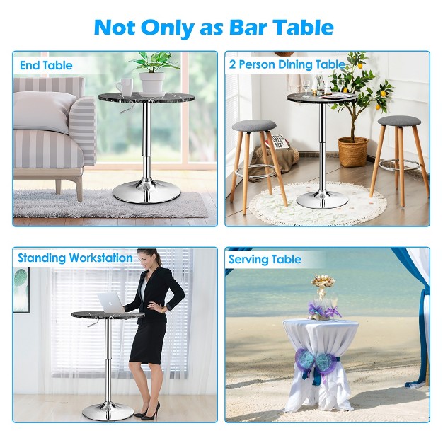 Costway 2pcs Round Bistro Bar Table Height Adjustable 360 degree Swivel Black