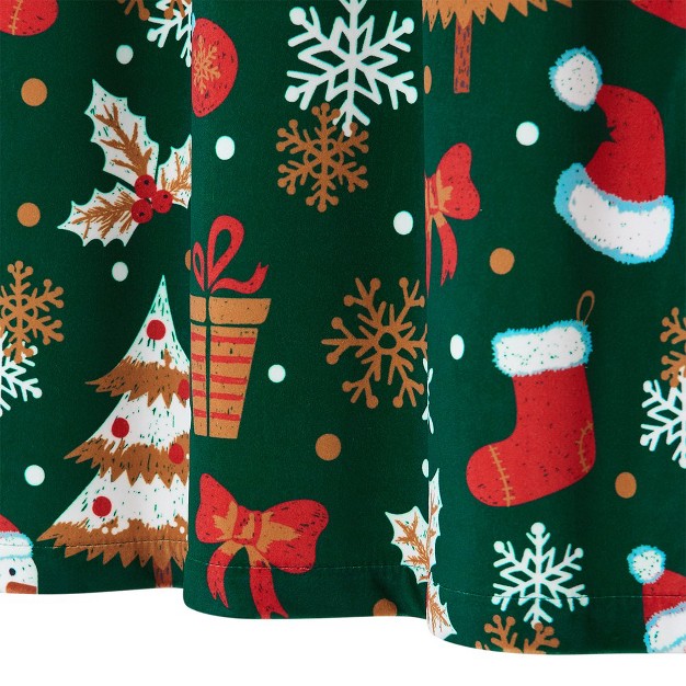 Trinity Velvet Christmas Snowman And Falling Snowflake Pattern Short Curtains