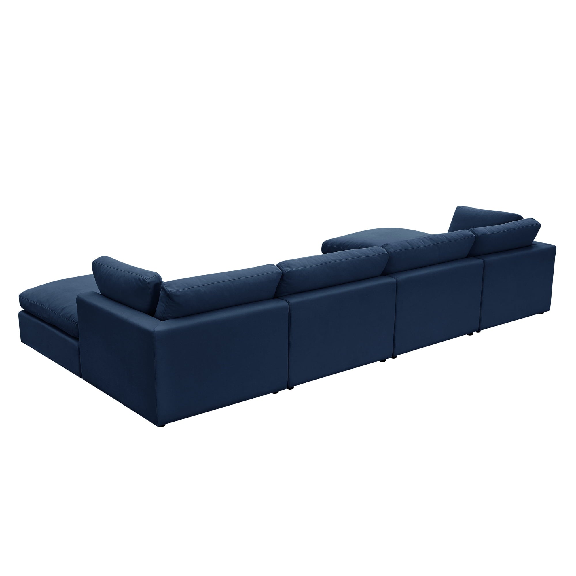 Shabby Chic Saniyah Navy Linen Sofa U-Chaise Sectional