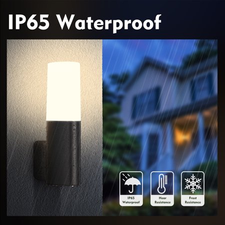 LMP Outdoor Wall Light, IP65 Waterproof Aluminium Outdoor Exterior Light Fixture,Porch Light warm white 3000K, Classic GU10 LED Wall Lamp, Bulbs Included,2 PCS