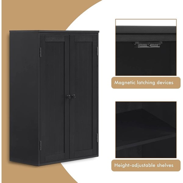 Wood Wall Storage Cabinet with Adjustable Shelf and Double Doors