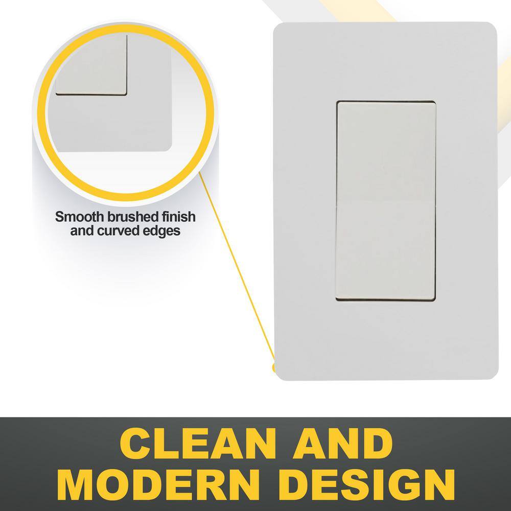 Faith 1-Gang Decorator Screwless Wall Plate GFCI OutletRocker Light Switch Cover Single Gang White (8-Pack) SWP1-WH-08