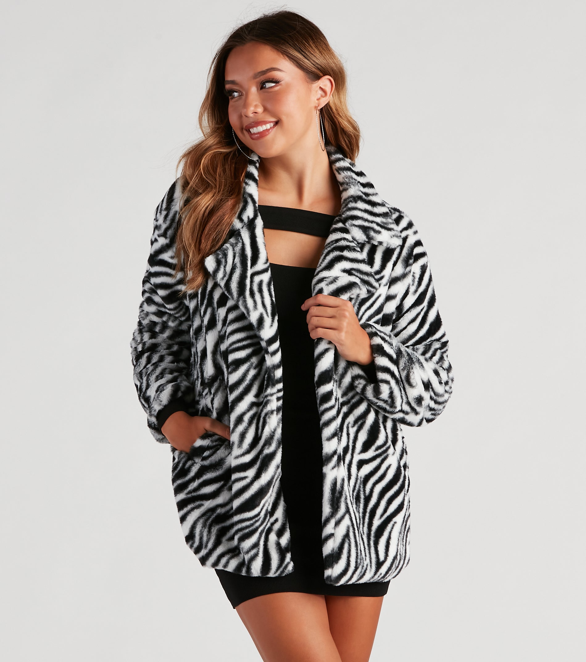 She's A Trendsetter Zebra Faux Fur Coat