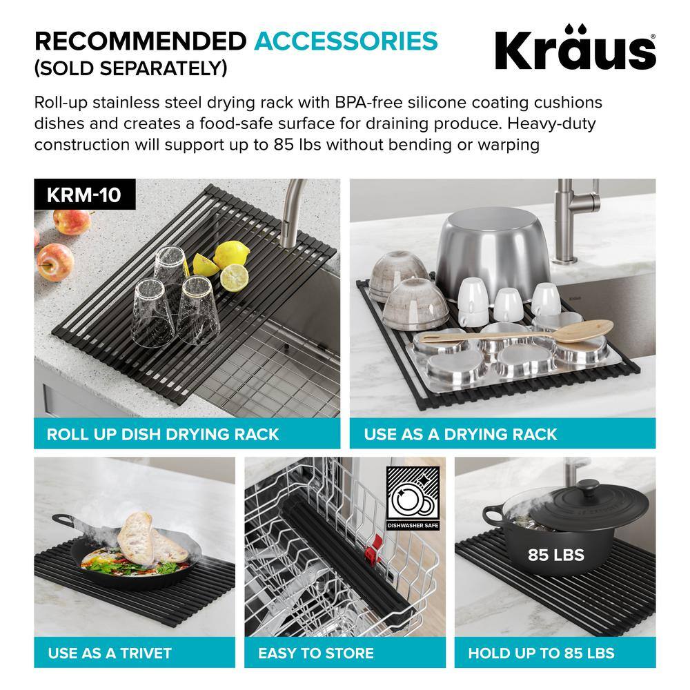 KRAUS Dex 33 Undermount 16 Gauge Stainless Steel Single Bowl Kitchen Sink KD1US33B