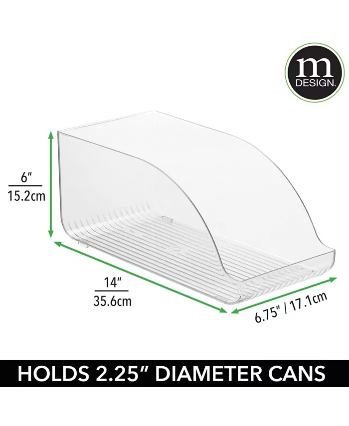 mDesign Plastic Kitchen Pantry Organizer for Tall Skinny Cans 6.75 x 14 x 6 - 2 Pack - Clear