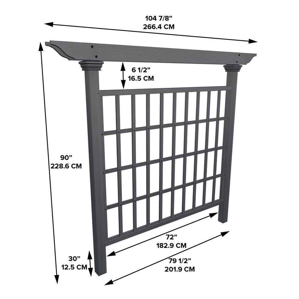 VITA 80L x 90H Wildwood Cedar Privacy Trellis Charcoal VA68901 VA68901