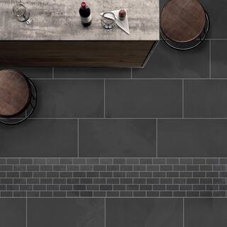 Florida Tile Home Collection Galactic Slate Black 12 in. x 24 in. Matte Porcelain Floor and Wall Tile (435.84 sq. ft.  pallet) CHDEGLX1012X24P